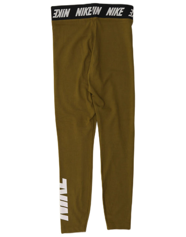 Nike Womens Graphic Leggings UK 10 Small Khaki Colourblock Cotton
