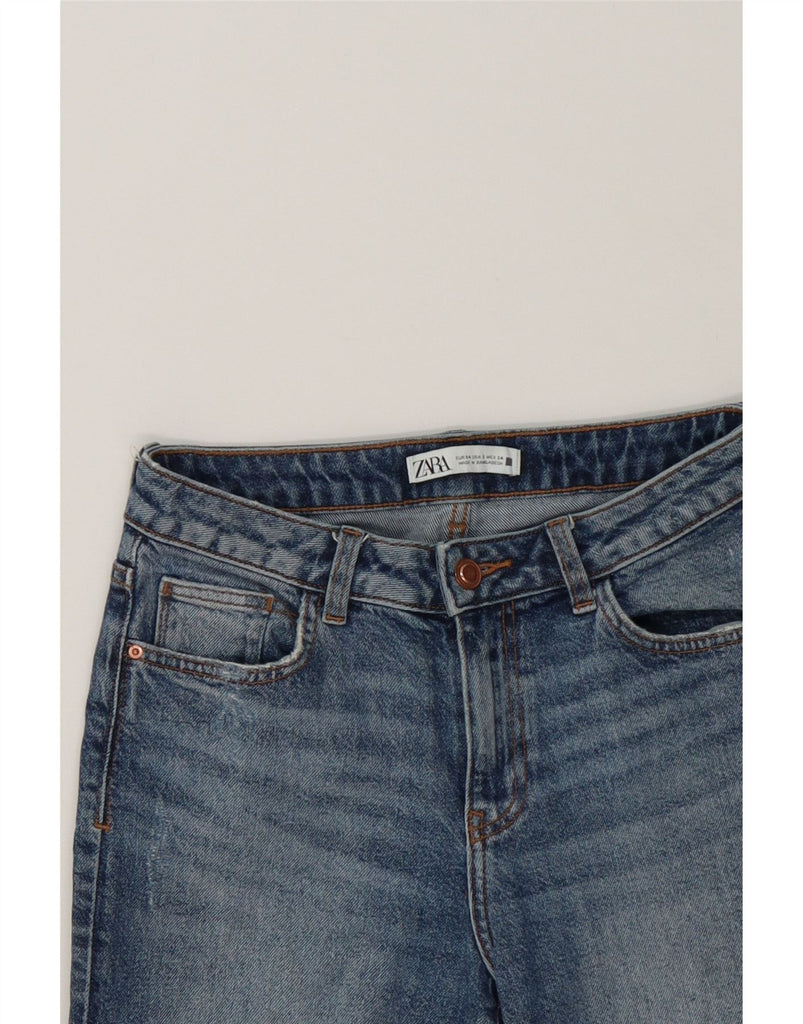 ZARA Womens Distressed Slim Jeans EU 34 2XS W24 L27 Blue Cotton Vintage Zara and Second-Hand Zara from Messina Hembry 