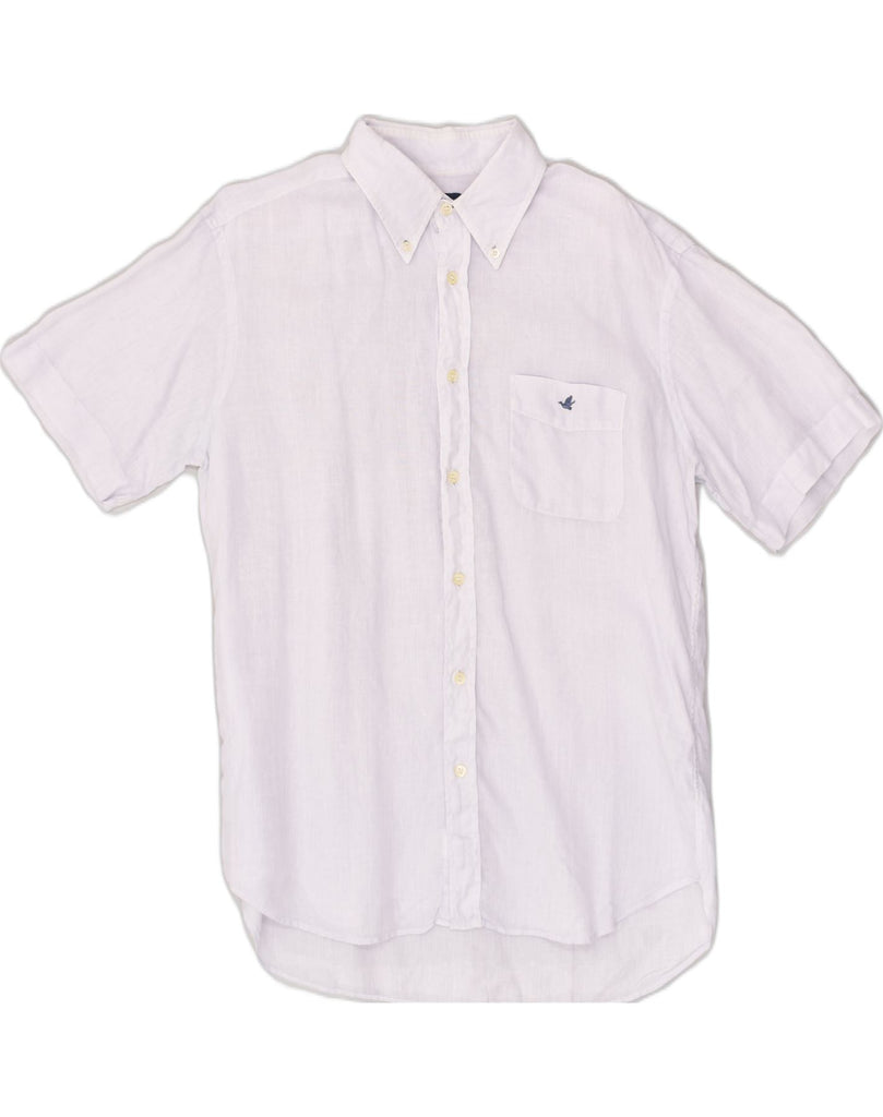 BROOKSFIELD Mens Short Sleeve Shirt Size 43 17 Large Purple Linen | Vintage Brooksfield | Thrift | Second-Hand Brooksfield | Used Clothing | Messina Hembry 