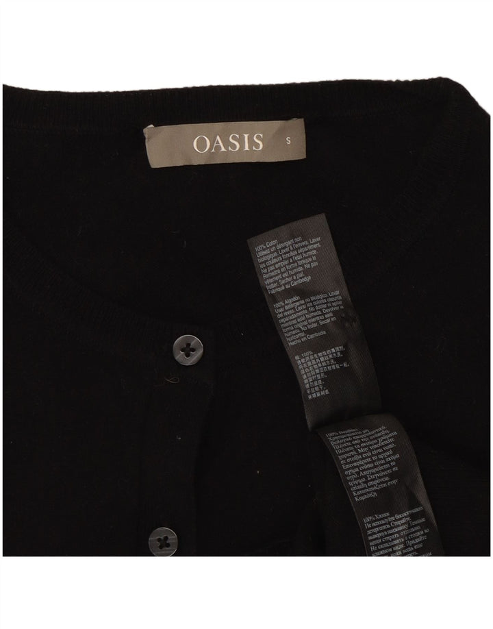 Oasis Womens Cardigan Sweater UK 8 Small Black Cotton