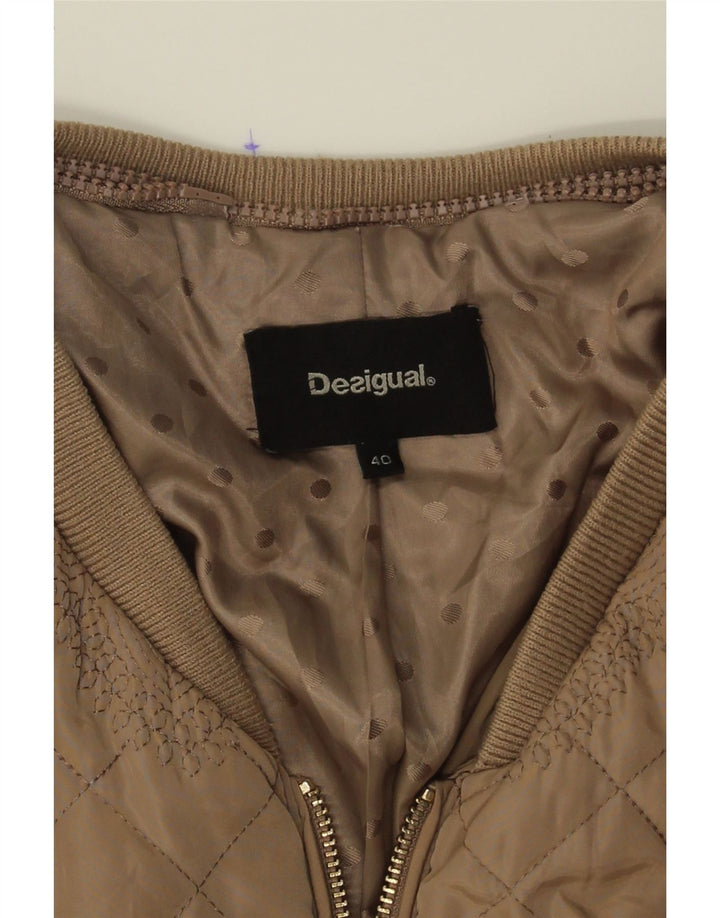 DESIGUAL Womens Quilted Jacket EU 40 Medium Brown Paisley Polyester Vintage Desigual and Second-Hand Desigual from Messina Hembry 