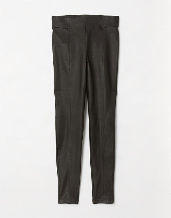 Marks & Spencer Womens Faux Leather Leggings UK 12 Medium Khaki Polyester