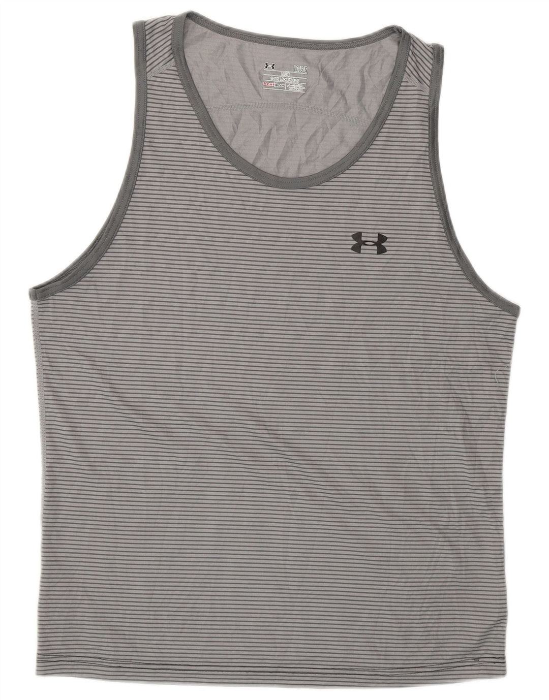 Under Armour Mens Heat Gear Vest Top Large Grey Pinstripe Polyester
