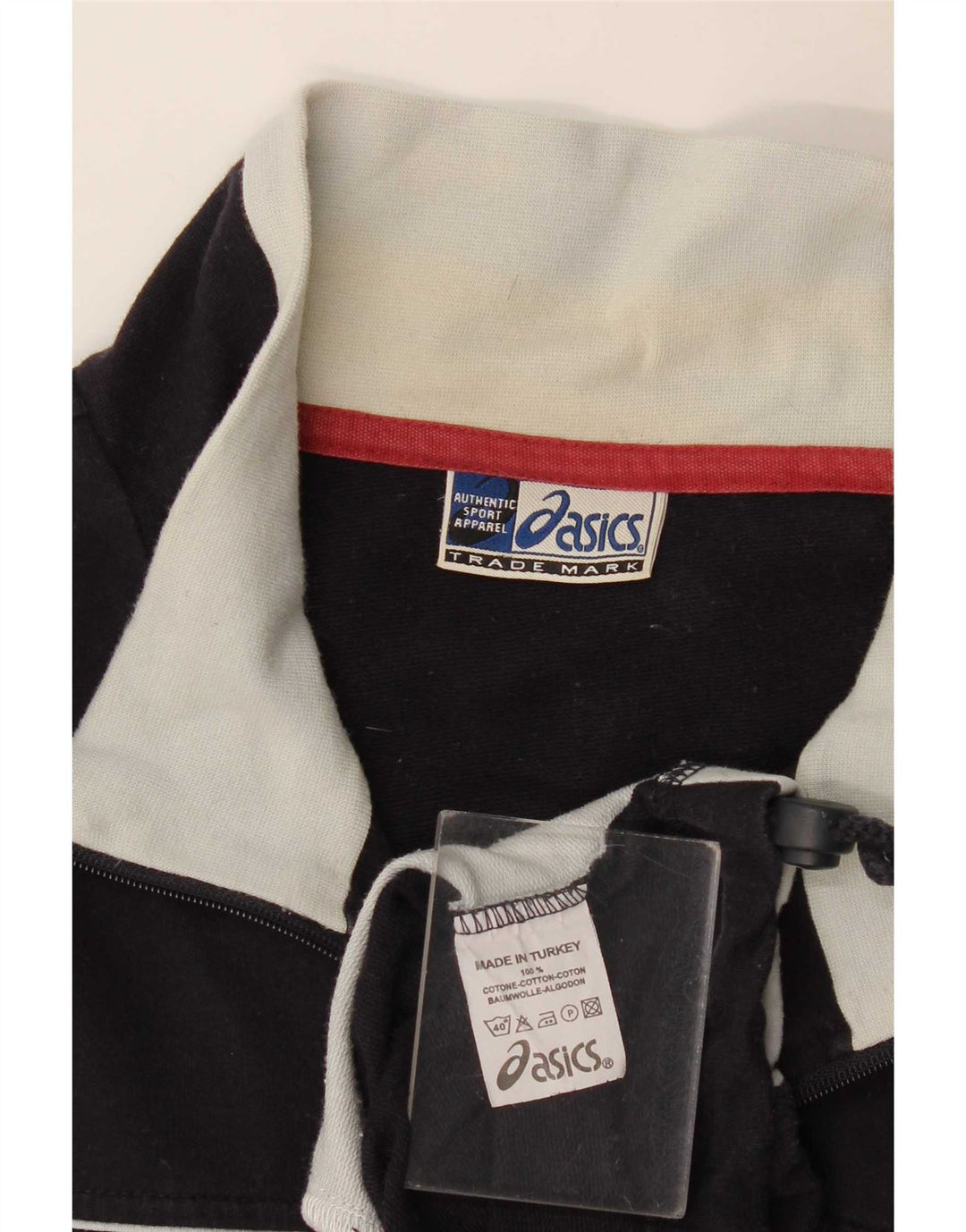 Asics Mens Tracksuit Top Jacket 2XL Navy Blue Colourblock Cotton