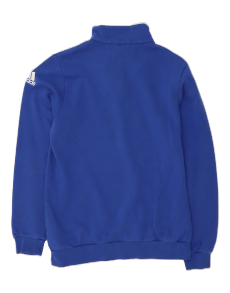 ADIDAS Boys Zip Neck Sweatshirt Jumper 15-16 Years Blue Cotton Vintage Adidas and Second-Hand Adidas from Messina Hembry 