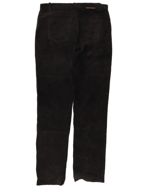 Mangoon Mens Straight Suede Casual Trousers W36 L34 Black