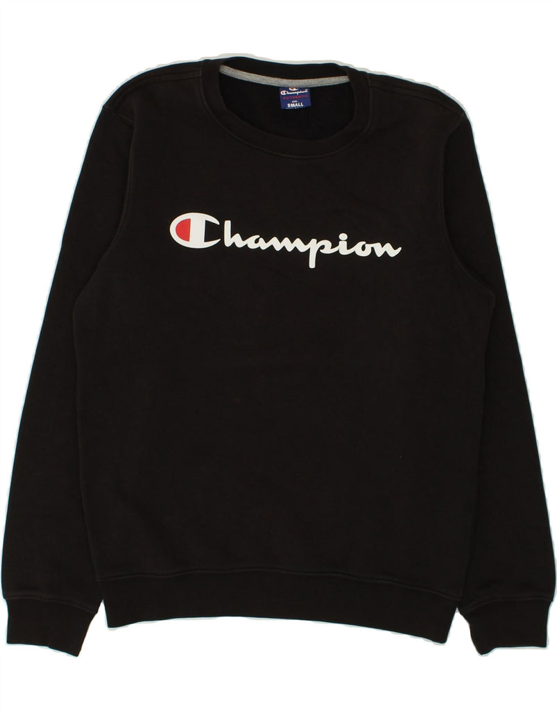 CHAMPION Mens Graphic Sweatshirt Jumper Small Black Cotton | Vintage Champion | Thrift | Second-Hand Champion | Used Clothing | Messina Hembry 