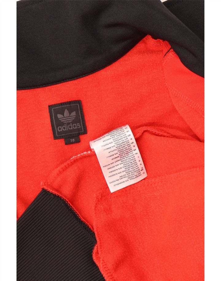 Adidas Womens Tracksuit Top Jacket EU 38 Medium Red Colourblock Cotton
