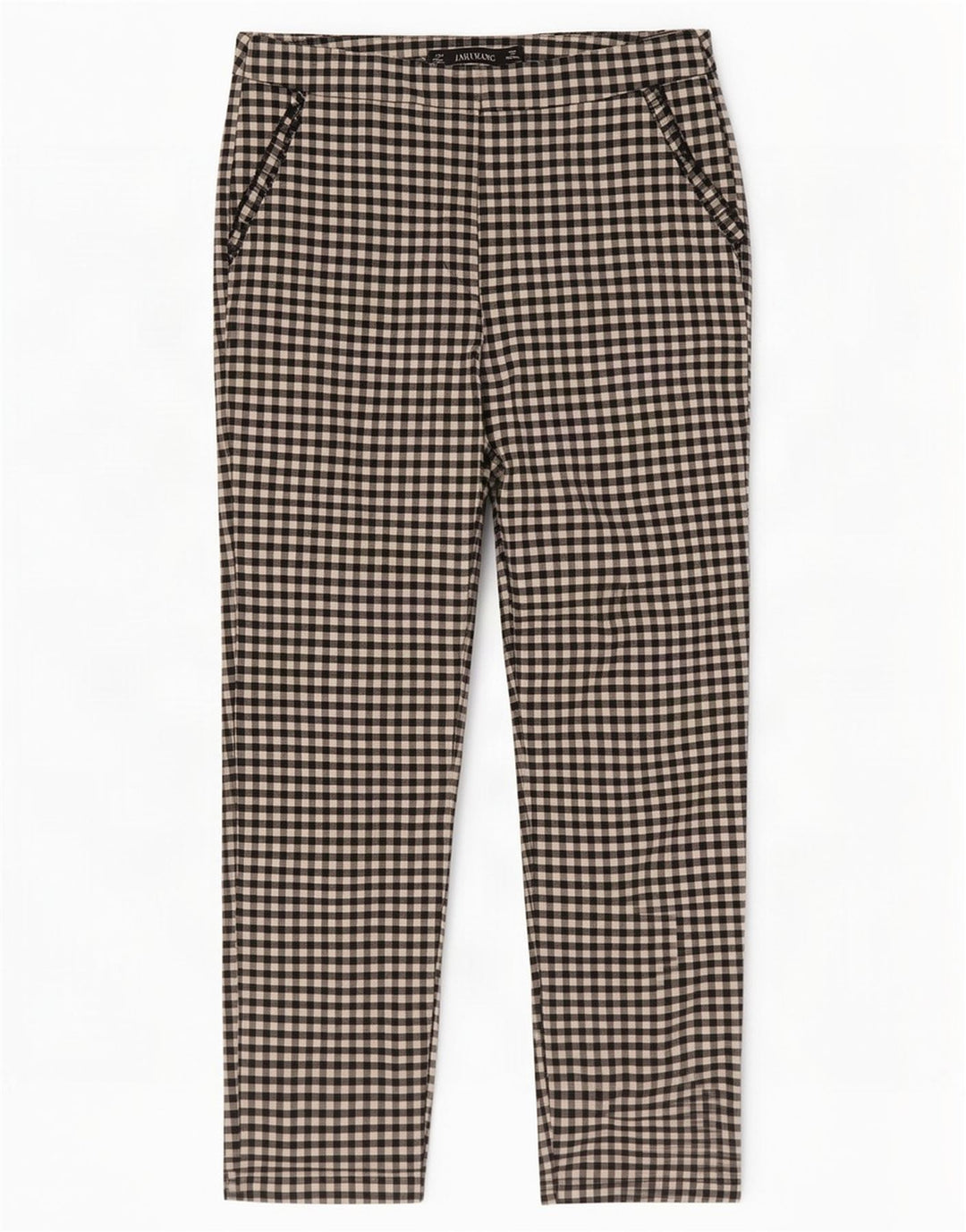 Zara Womens Slim Cropped Trousers Medium W28 L26 Black Gingham Cotton