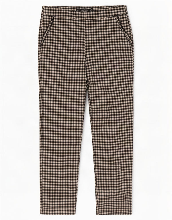 Zara Womens Slim Cropped Trousers Medium W28 L26 Black Gingham Cotton