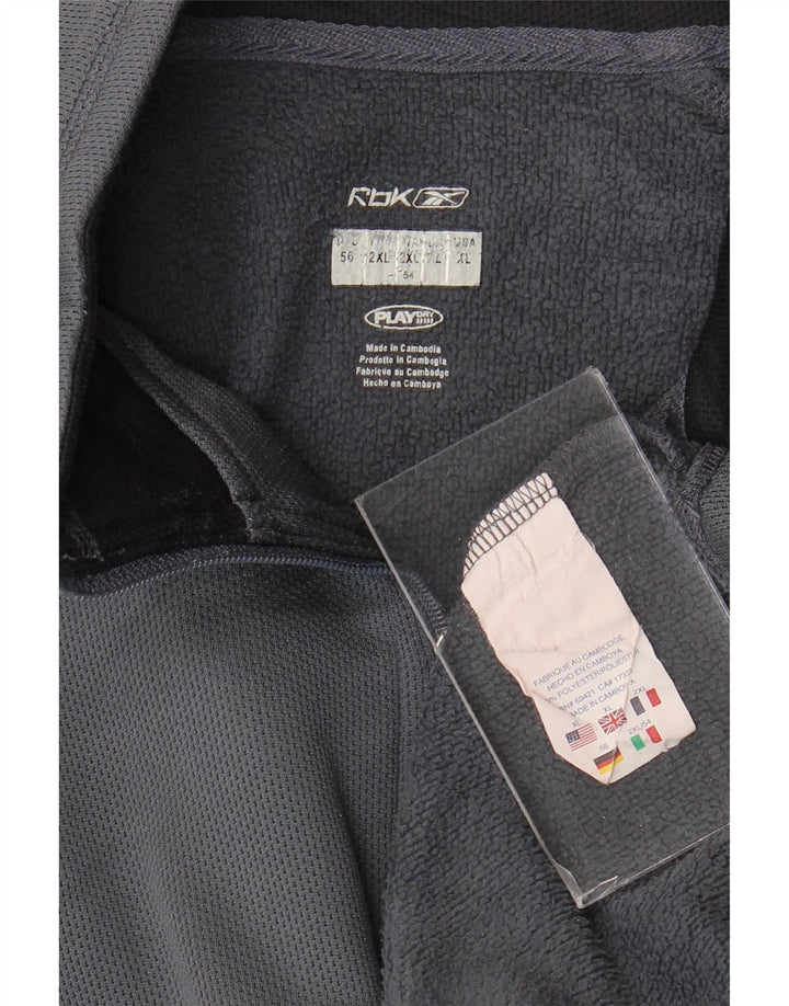 Reebok Mens Zip Neck Sweatshirt Jumper 2XL Grey Colourblock Polyester