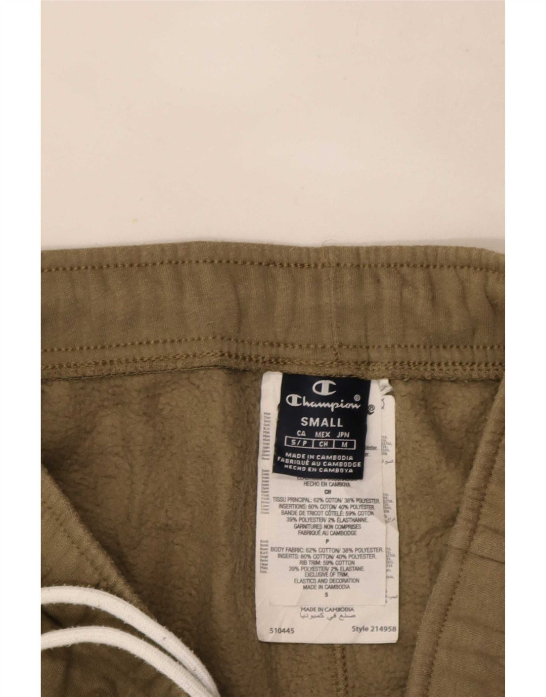 Champion Mens Tracksuit Trousers Joggers Small Khaki Cotton