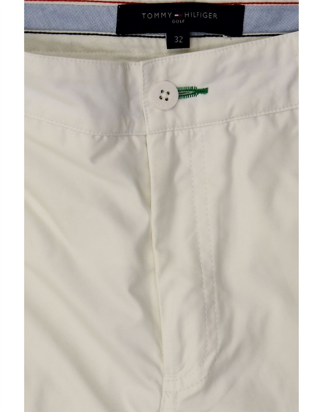 TOMMY HILFIGER Womens Straight Casual Trousers W32 L30 White Polyester Vintage Tommy Hilfiger and Second-Hand Tommy Hilfiger from Messina Hembry 