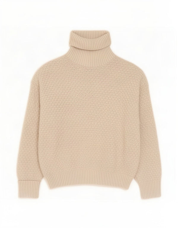 Marks & Spencer Womens Roll Neck Jumper Sweater UK 14 Medium Beige