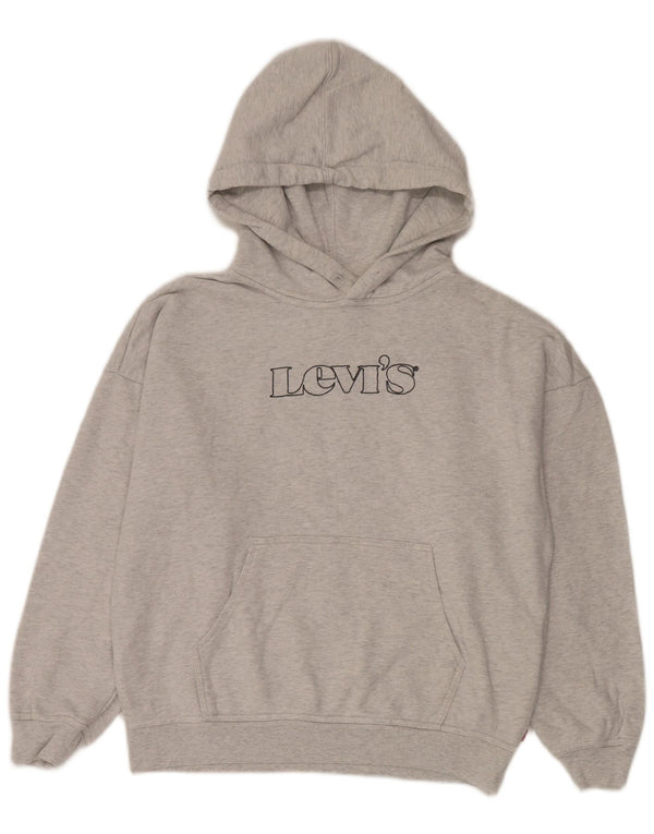 Levi's Mens Graphic Loose Fit Hoodie Jumper XS Grey Cotton