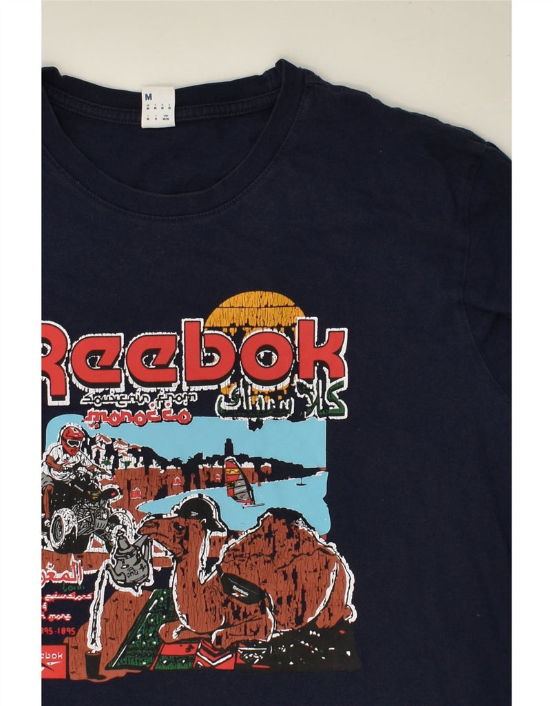 REEBOK Mens Graphic T-Shirt Top Medium Navy Blue Cotton Vintage Reebok and Second-Hand Reebok from Messina Hembry 