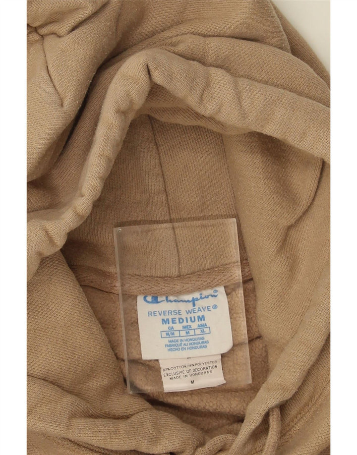 Champion Mens Reverse Weave Hoodie Jumper Medium Beige Cotton