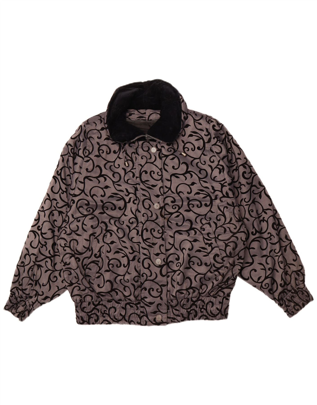 LONDON FOG Womens Oversized Windbreaker Jacket UK 14 Medium Grey Floral