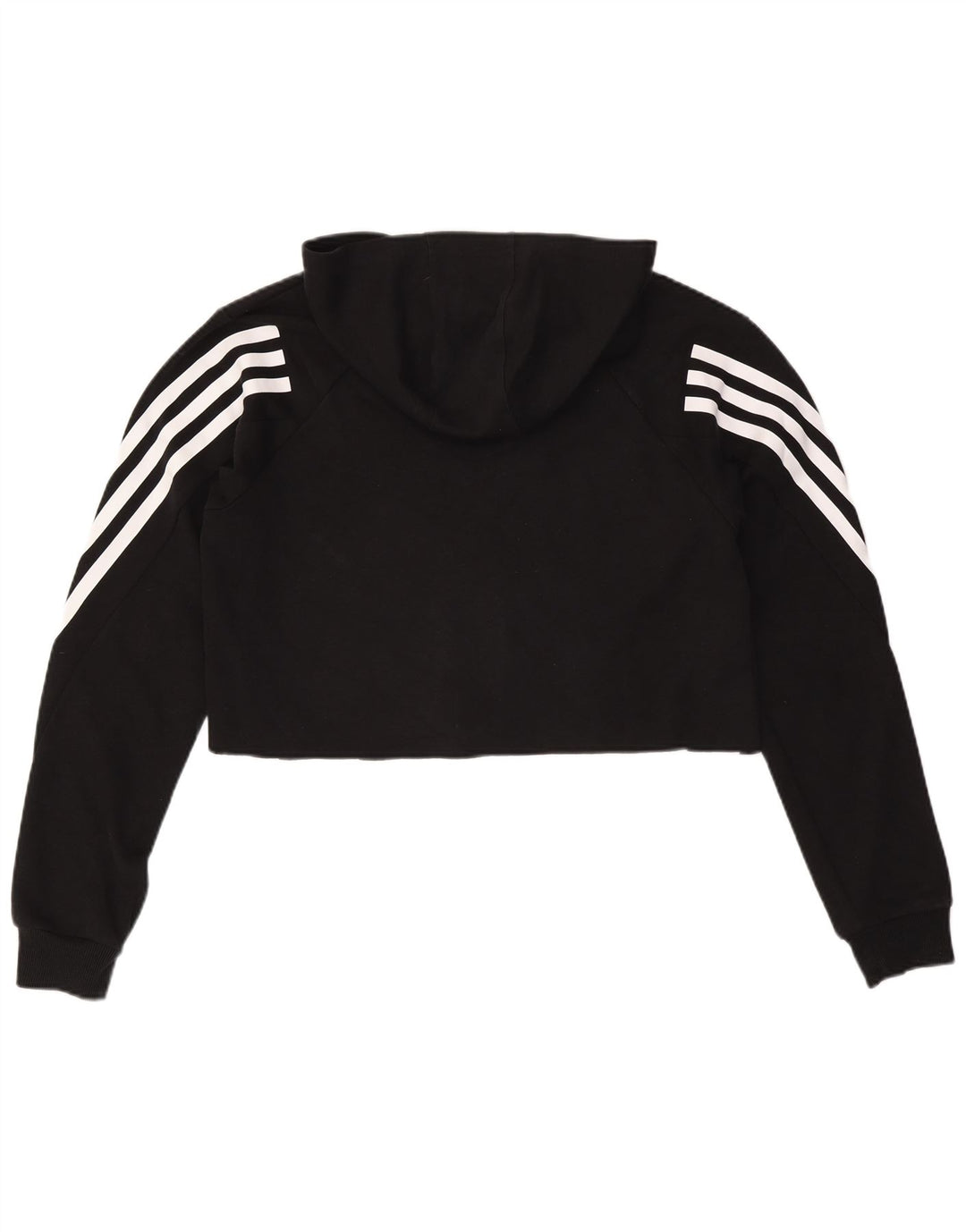 ADIDAS Womens Crop Hoodie Jumper UK 14 Medium Black