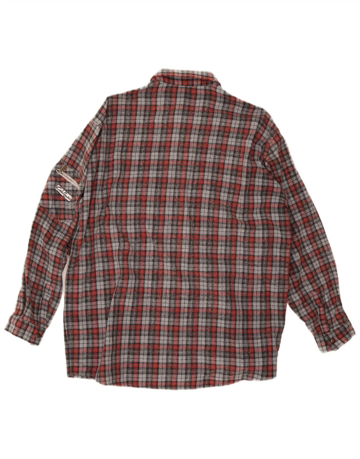Vintage Mens Flannel Shirt Large Red Check