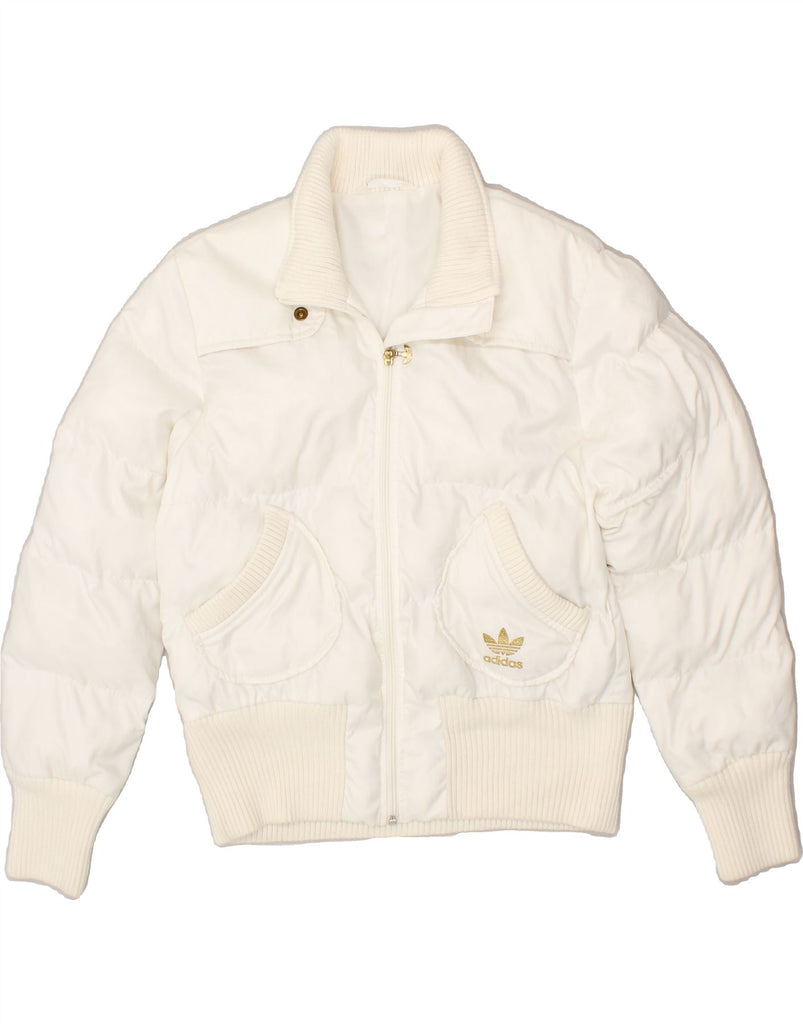 ADIDAS Womens Padded Jacket UK 16 Large White Polyester | Vintage Adidas | Thrift | Second-Hand Adidas | Used Clothing | Messina Hembry 