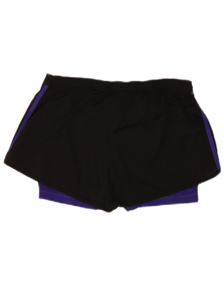 Adidas Womens Sport Shorts UK 12/14 Medium  Black Colourblock Polyester