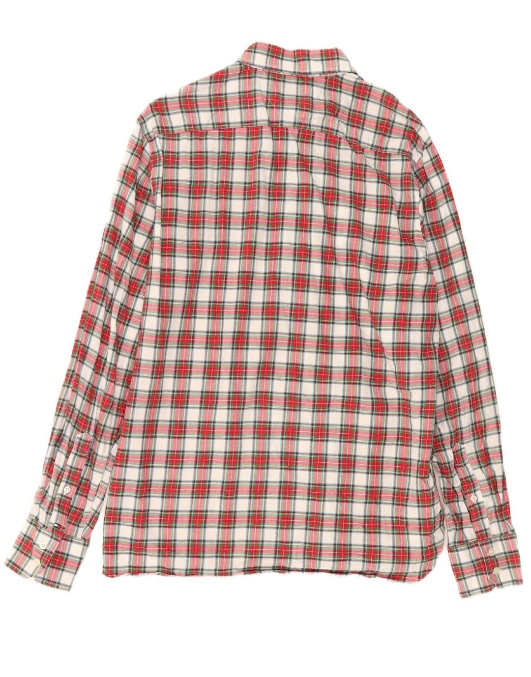 TOMMY HILFIGER Mens Flannel Shirt Medium Red Check Cotton