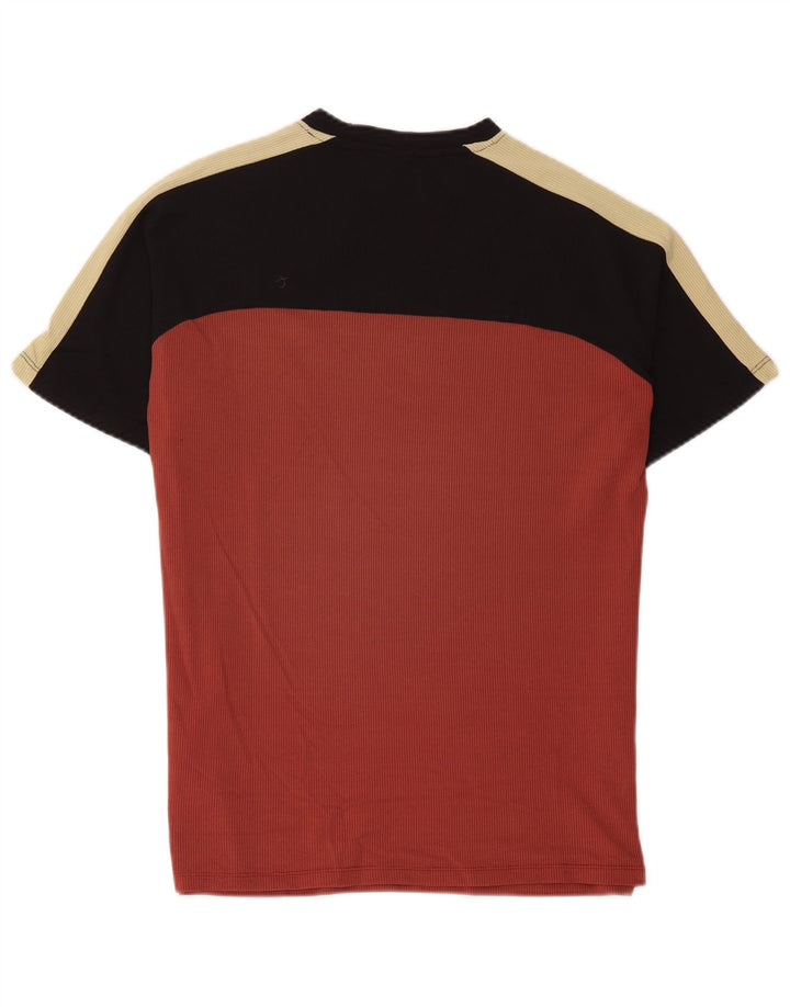 Trussardi Mens T-Shirt Top Medium Red Colourblock Polyamide