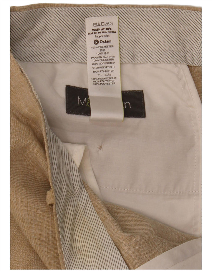 MARKS & SPENCER Mens Straight Suit Trousers W36 L31 Beige Polyester