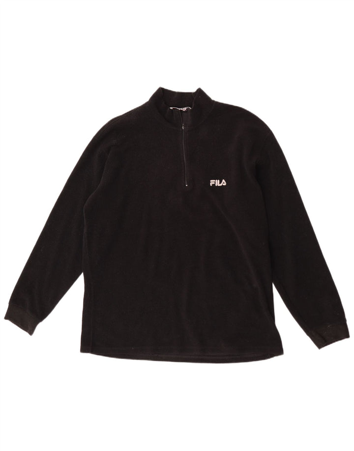 Fila Mens Zip Neck Fleece Jumper IT 52/54 Large Black