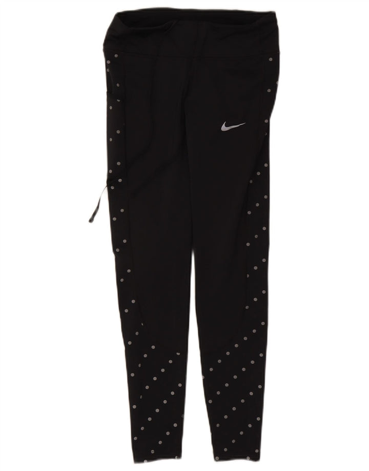 Nike Womens Leggings UK 8 Small Black Spotted Polyester
