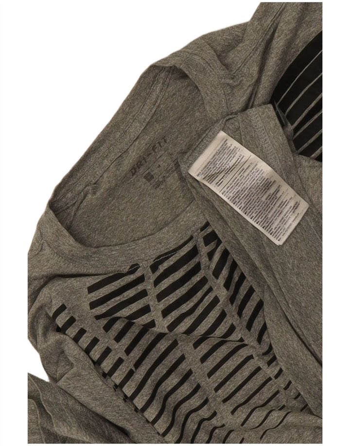 Nike Mens Dri Fit Graphic T-Shirt Top Medium Grey Flecked Polyester