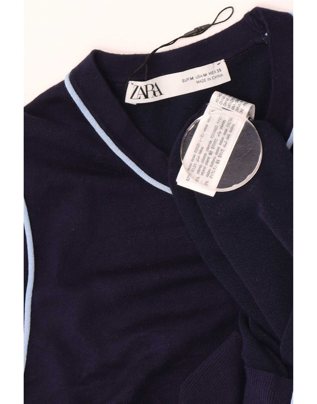 Zara Womens Vest Tank Top UK 12 Medium Navy Blue Viscose