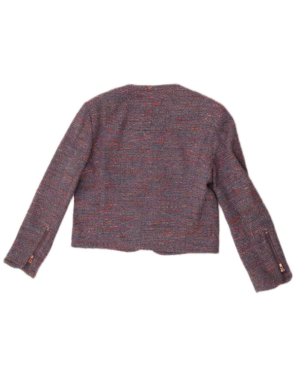 French Connection Womens Crop Blazer Jacket UK 10 Small Blue Flecked