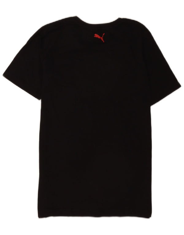 Puma Girls Graphic T-Shirt Top 14-15 Years Large Black Cotton