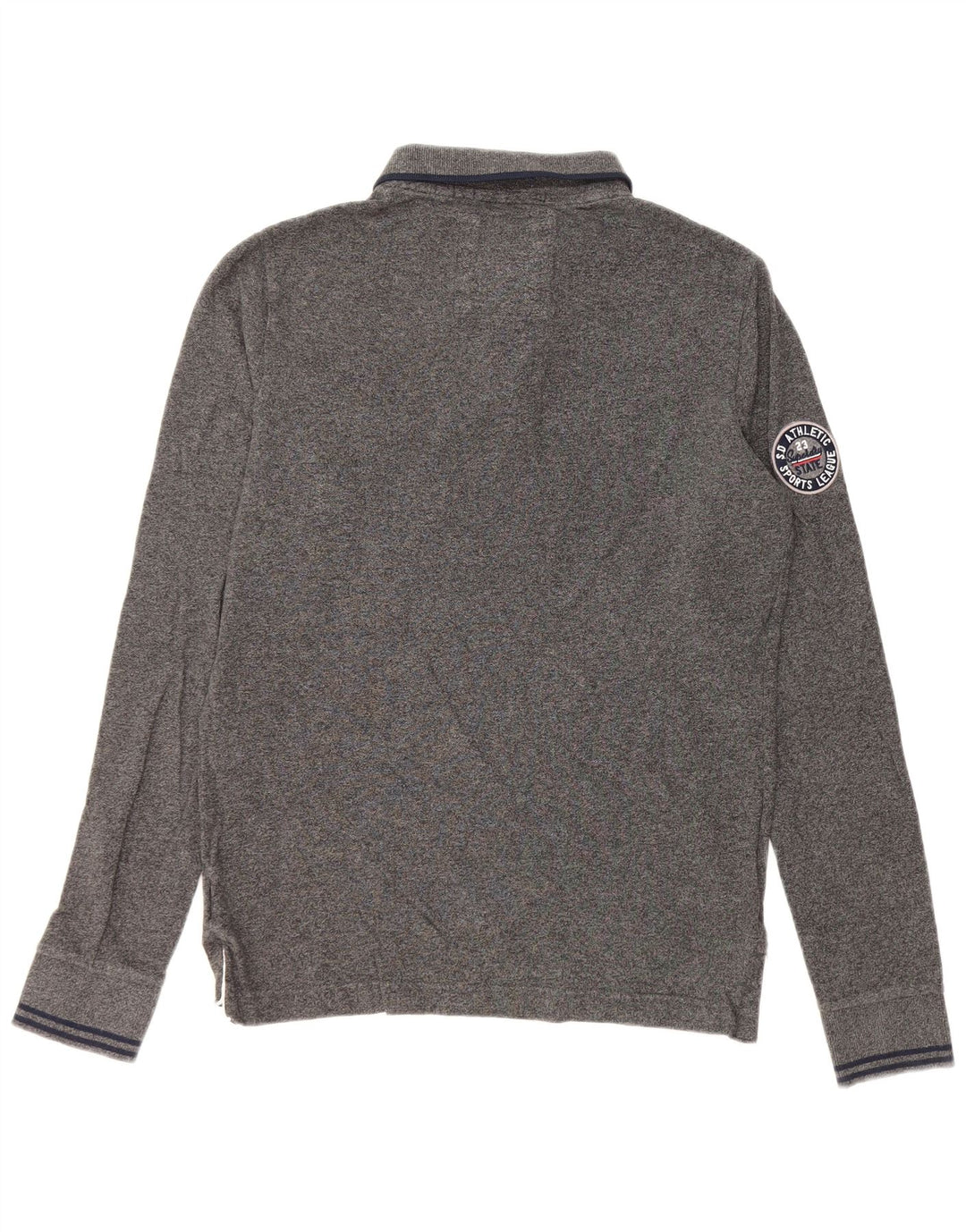 Superdry Mens Classic Graphic Long Sleeve Polo Shirt Medium Grey Cotton