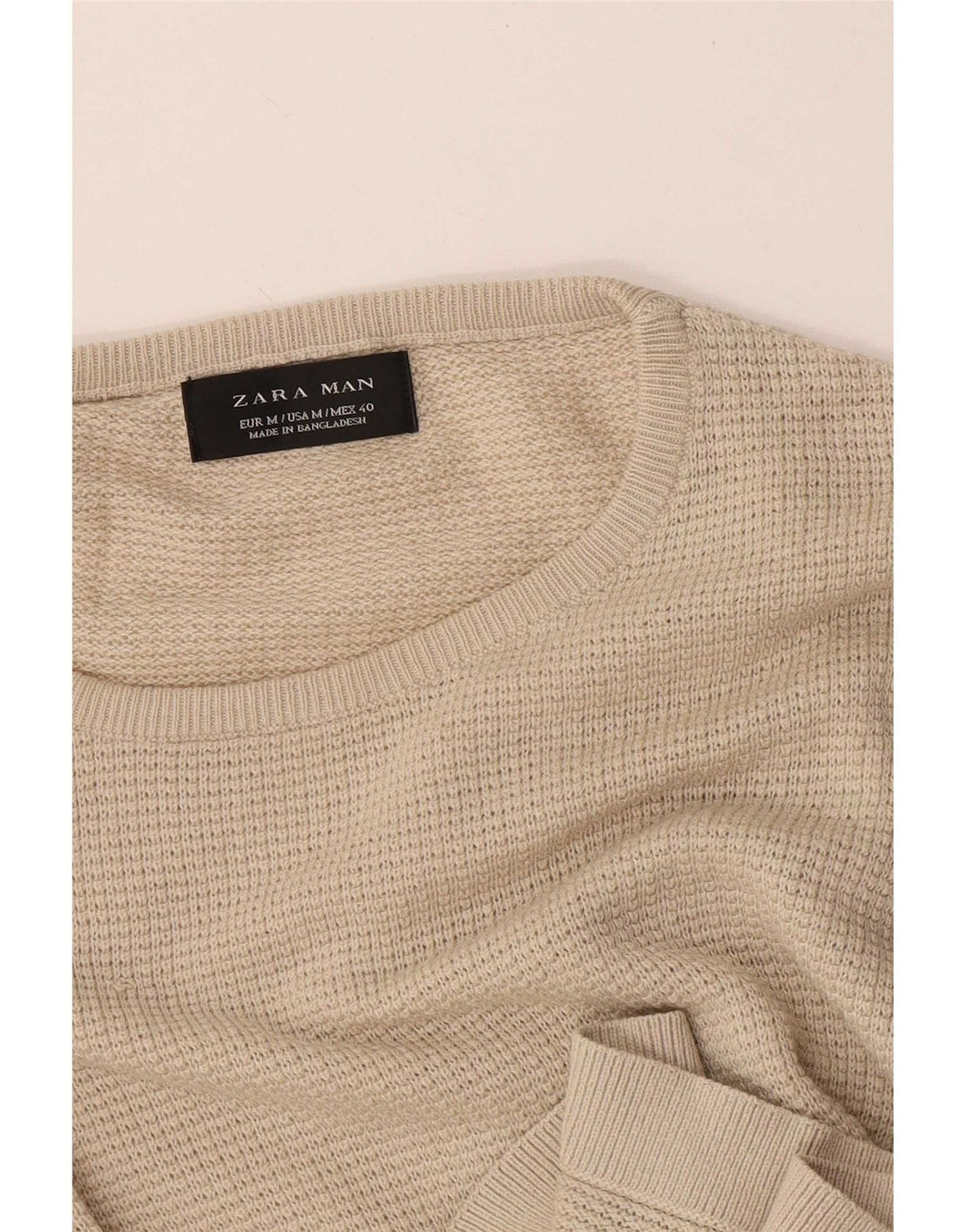 Zara Mens Top Long Sleeve Medium Beige