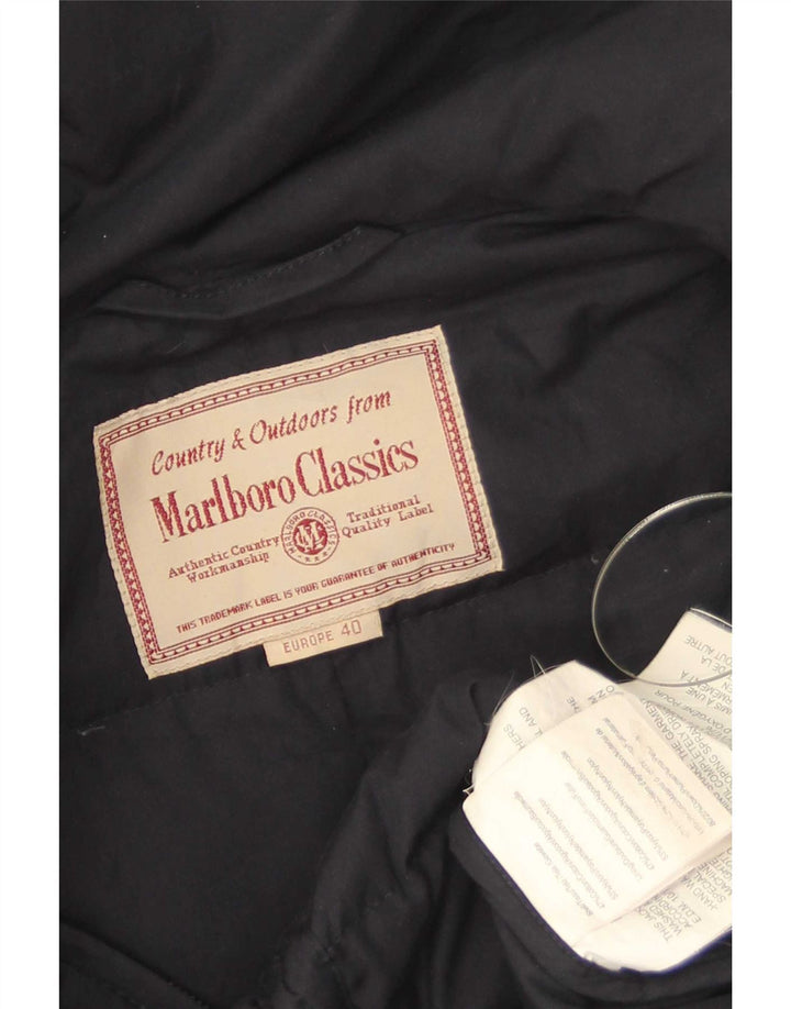 Marlboro Classics Womens Hooded Padded Coat EU 40 Medium Navy Blue Cotton