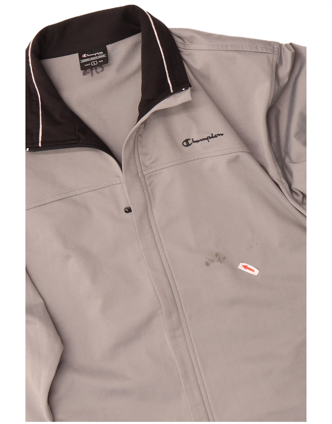 Champion Mens Tracksuit Top Jacket Large Grey Polyester Sports