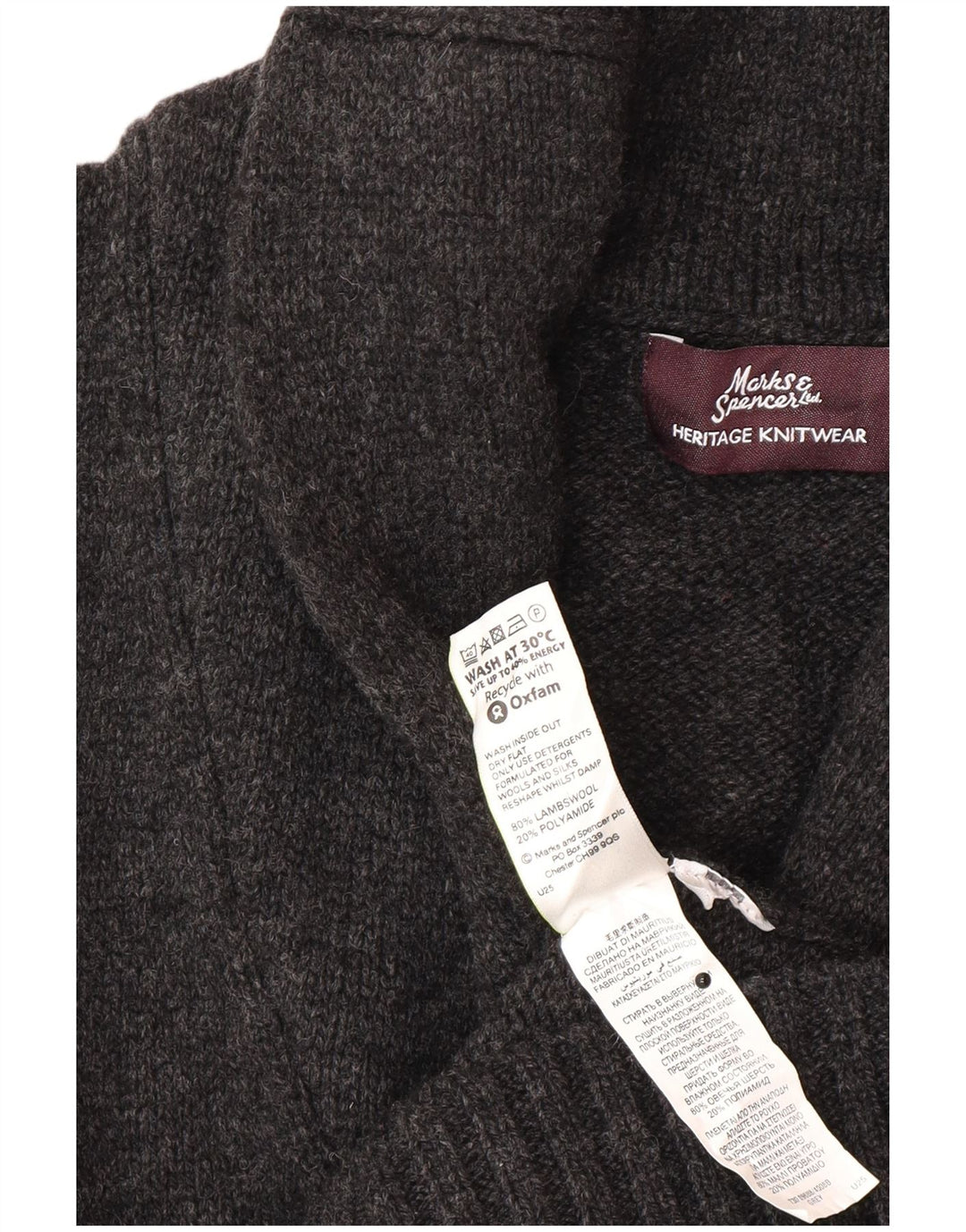 Marks & Spencer Mens Cardigan Sweater Large Grey Wool