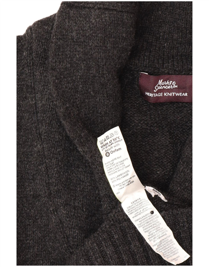 Marks & Spencer Mens Cardigan Sweater Large Grey Wool