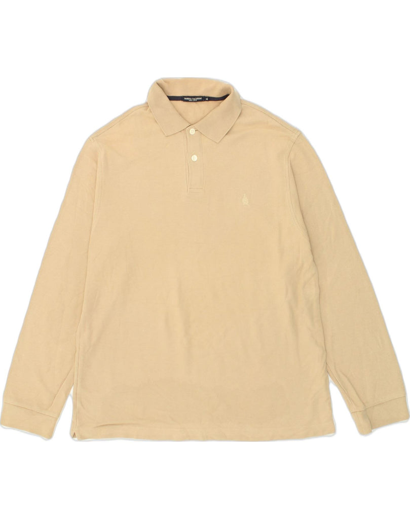 MARINA YACHTING Mens Long Sleeve Polo Shirt XL Beige Cotton | Vintage Marina Yachting | Thrift | Second-Hand Marina Yachting | Used Clothing | Messina Hembry 