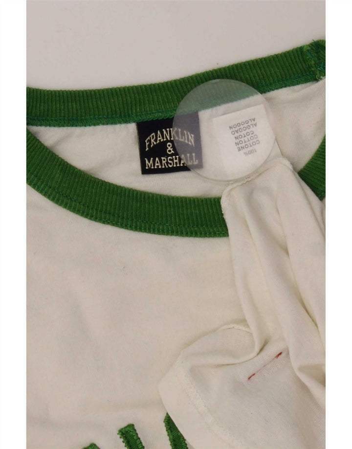 Franklin & Marshall Mens Graphic Top Long Sleeve Large White Cotton