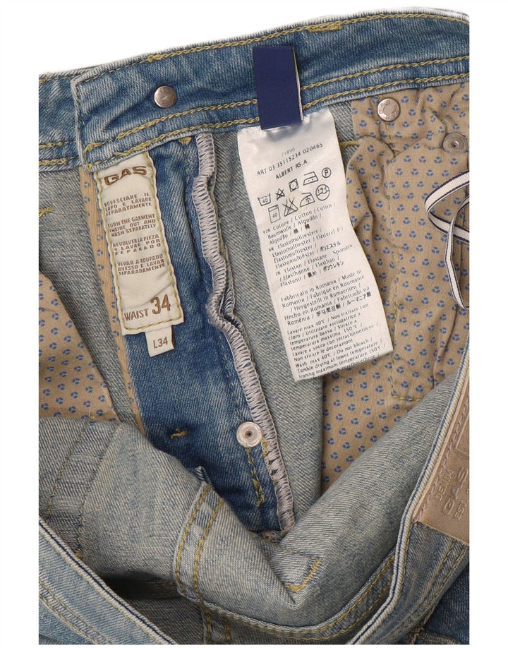 Gas Mens Slim Jeans W34 L34 Blue Cotton
