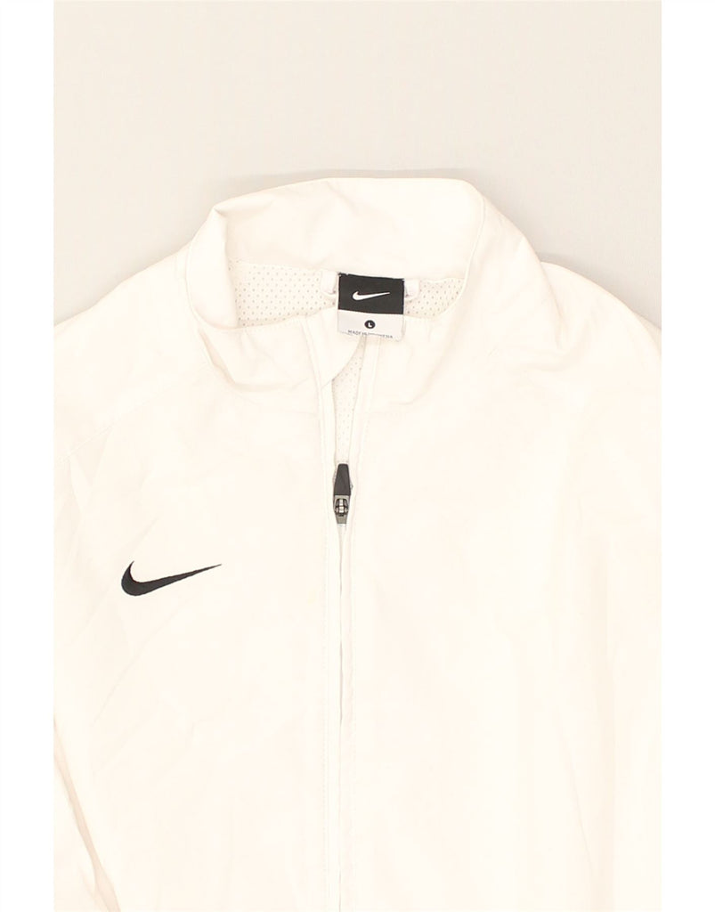 NIKE Womens Tracksuit Top Jacket UK 16 Large White Polyacrylic | Vintage Nike | Thrift | Second-Hand Nike | Used Clothing | Messina Hembry 