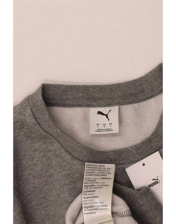 Puma Mens Graphic Sweatshirt Jumper Large Grey Cotton