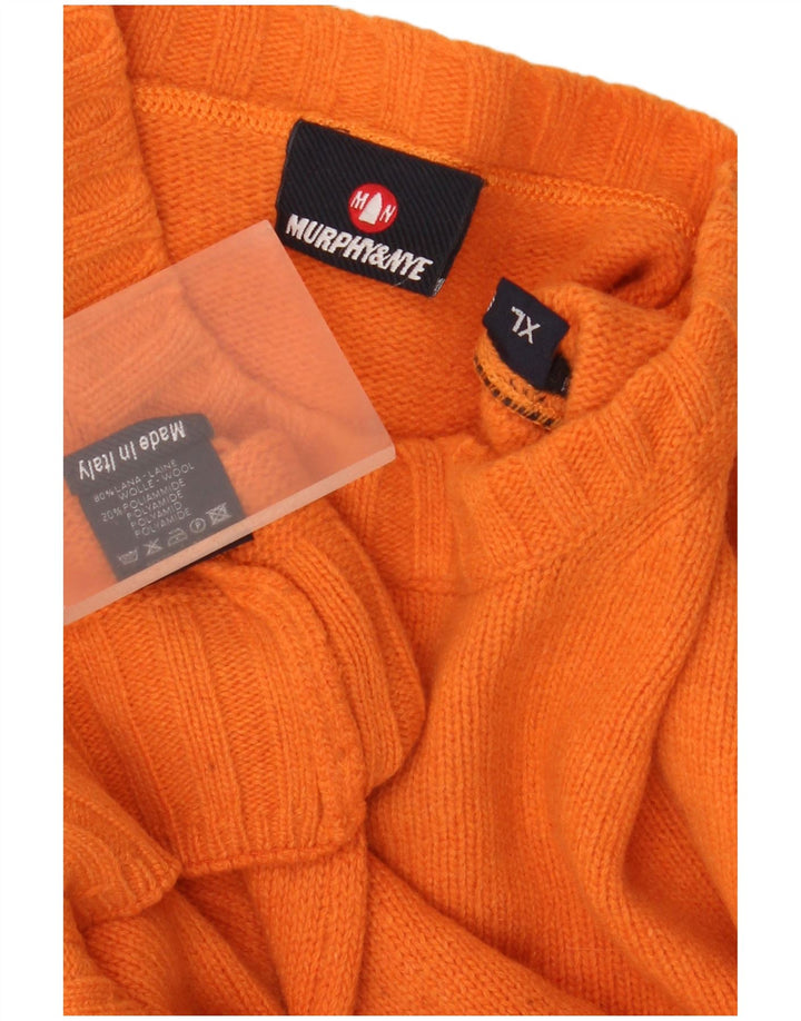 Murphy & Nye Mens Crew Neck Jumper Sweater XL Orange Wool