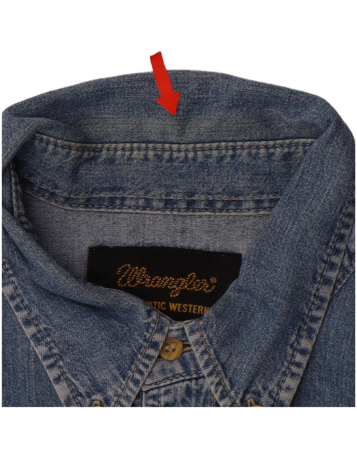 WRANGLER Mens Western Denim Shirt Large Blue