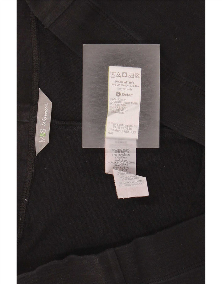 Marks & Spencer Womens Tracksuit Trousers UK 16 Large Black Cotton