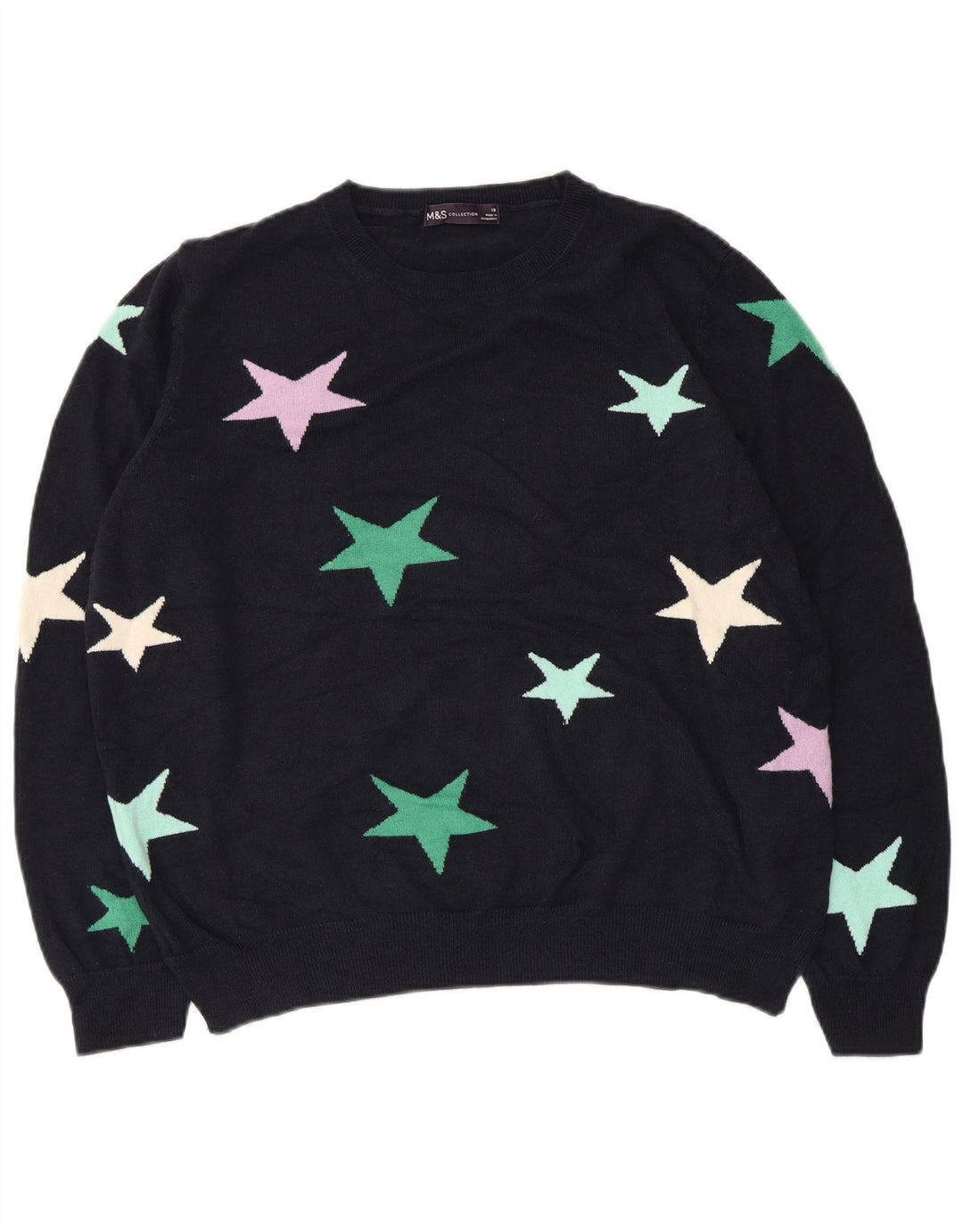 MARKS & SPENCER Womens Boat Neck Jumper Sweater UK 18 XL Navy Blue